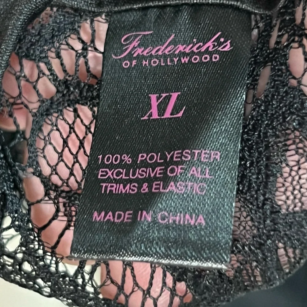 Fredericks of Hollywood Women’s Black Lace Trim Silky Tank Top Adjustable Straps